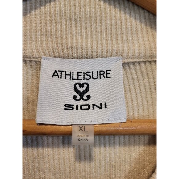 Sioni Athleisure Ivory Quilted Knit Lightweight Zip Jacket Sz XL - Picture 6 of 8
